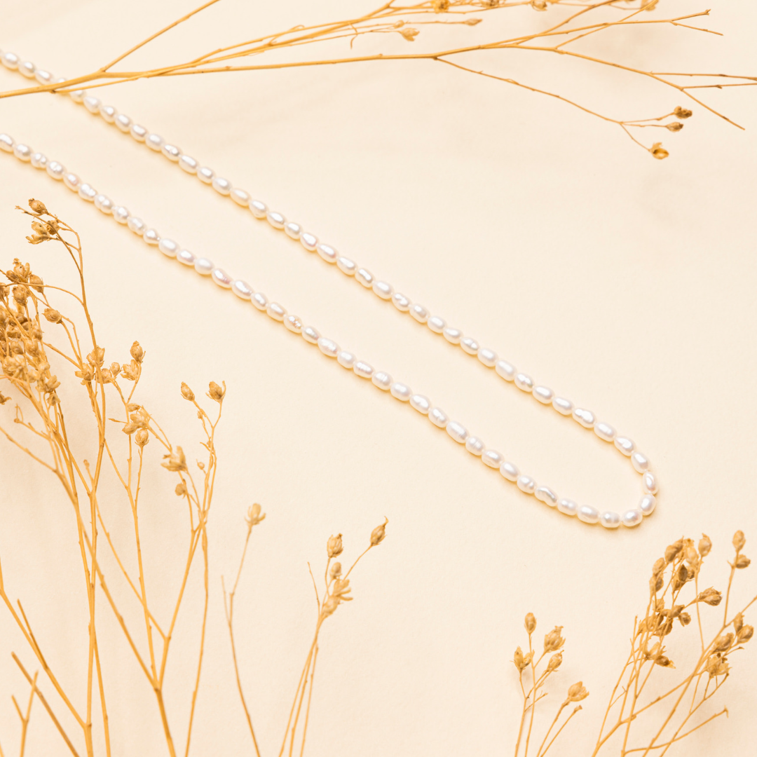Collana Biancospino in argento925 placcato oro con perle di fiume - Bon.Vi Gioielli