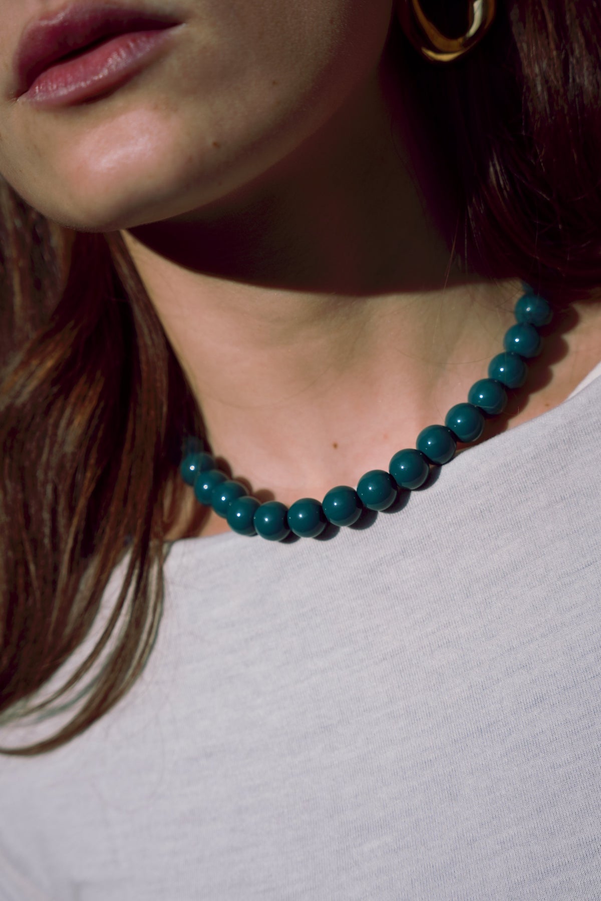 Collana Nocciola Blu Petrolio dettaglio