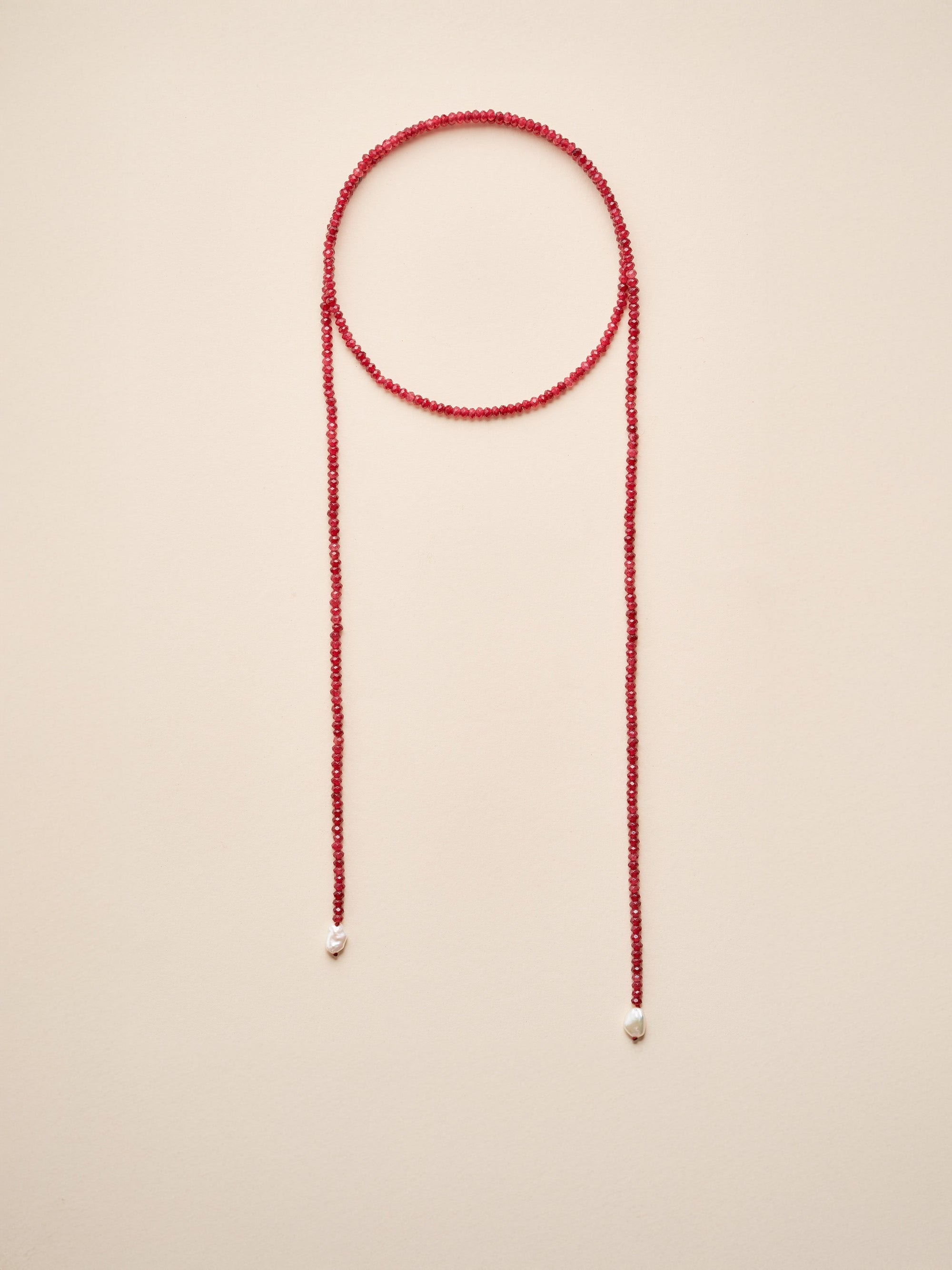 Collana Noci e Miele in giada naturale e perla di fiume, lunghezza 108cm - Bon.Vi Gioielli