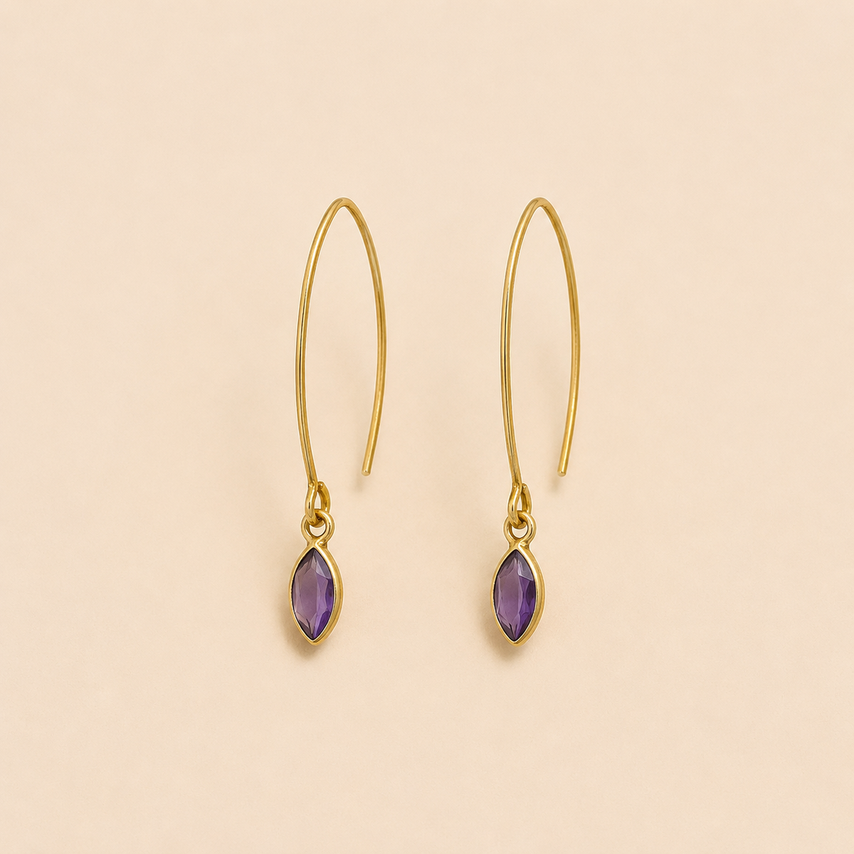Orecchini Ribes in argento925 placcato oro con ametista - Bon.Vi Gioielli